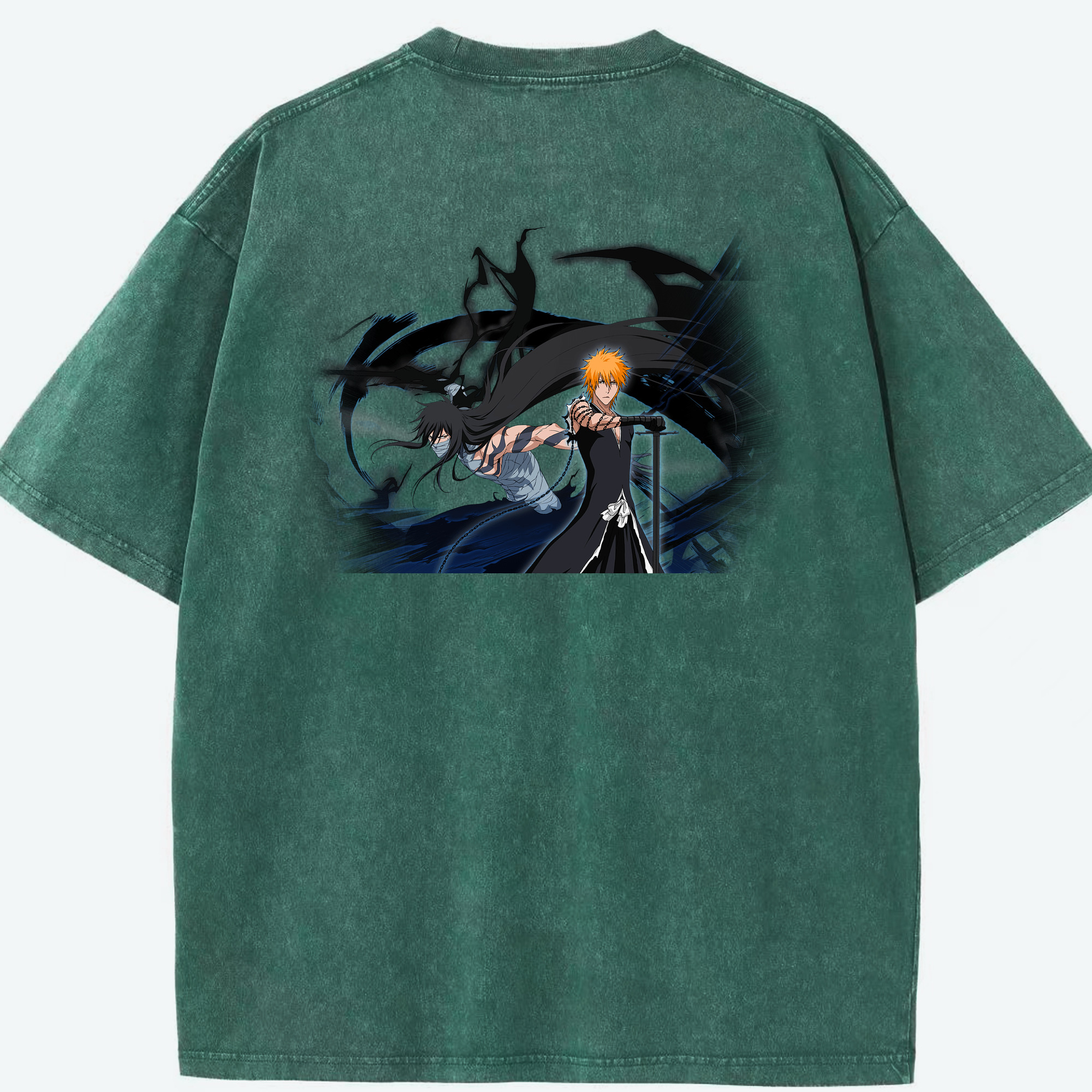 （画像用） ブリーチ 黒崎一護（くろさき いちご）BLEACH Kurosaki Ichigo 綿100% ヴィンテージ風 半袖Tシャツ（背面プリント）
